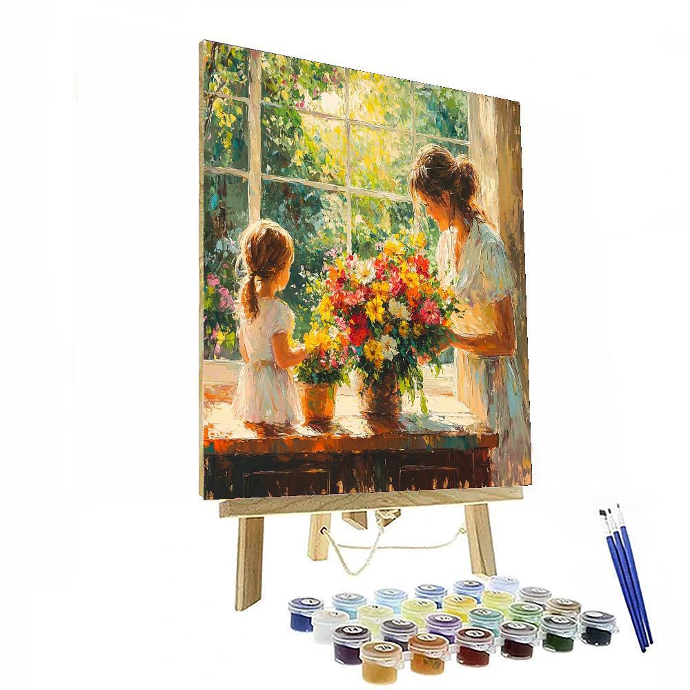 Mothers And Flowers Number Painting
