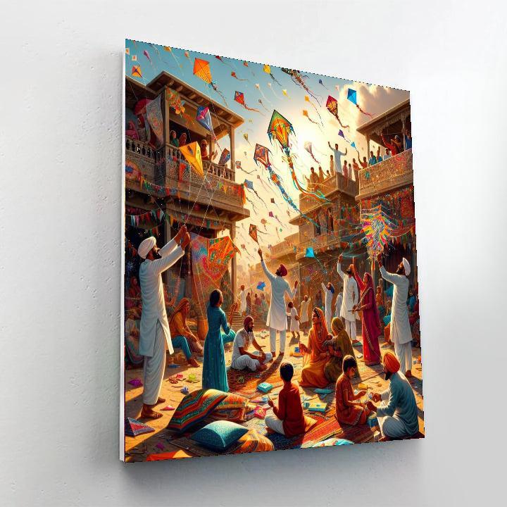 Makar Sankranti Kite Festival - Gujarat, India Painting Number Kit