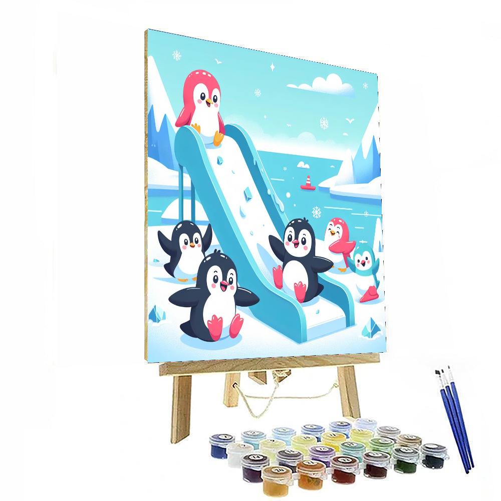 Polar Playground Penguins Painting Number Kit