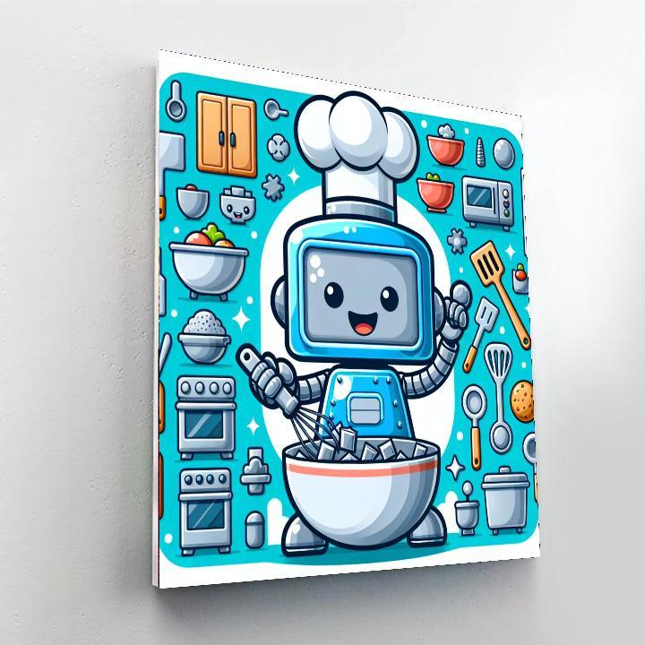 Happy Little Robot Chef DIY Paint By Numbers