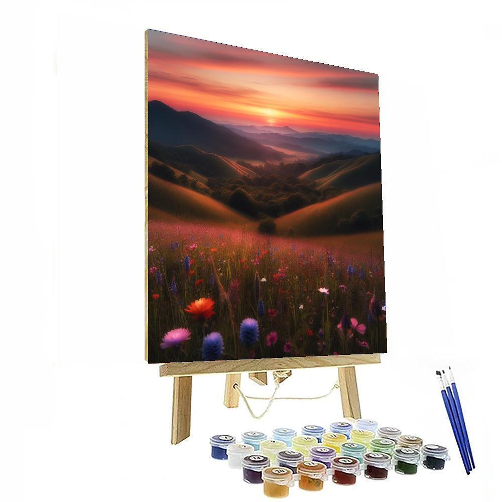 Peaceful Sunset Meadow Painting By Numbers Kit