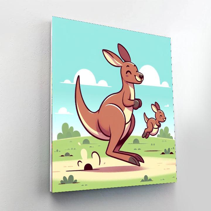 Caring Kangaroo Jump Paint By Number