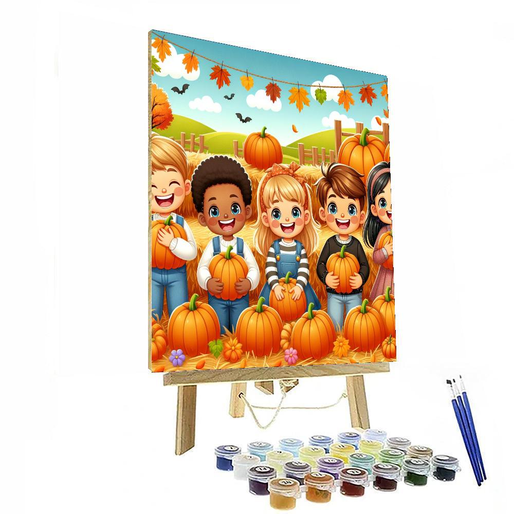 Cheerful Pumpkin Patch Paint By Numbers Art