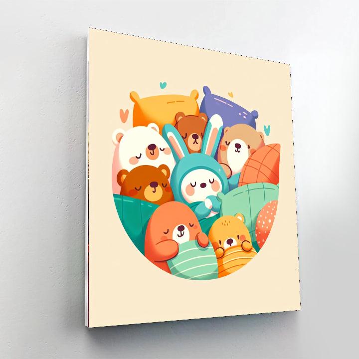 Cuddly Critters Corner Numbered Painting Kits