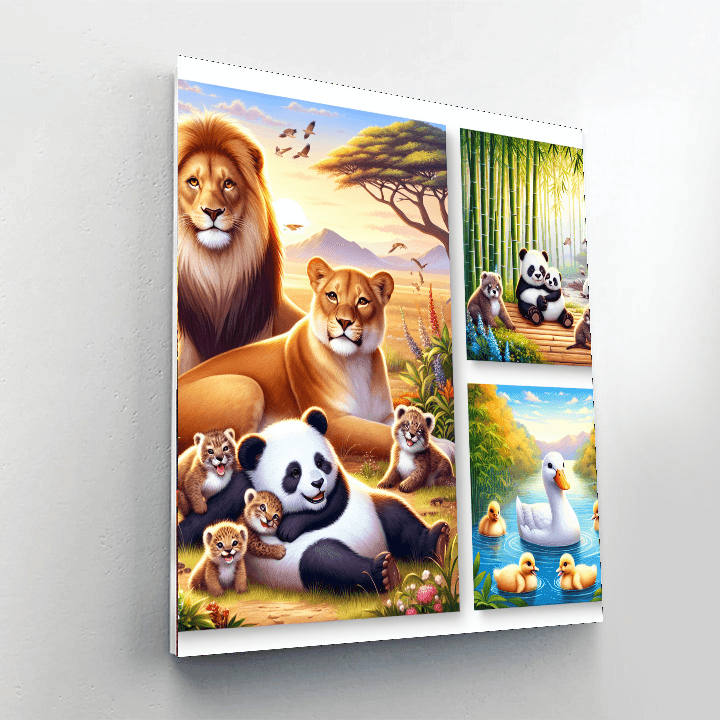 Charming Animal Family Portraits Painting By Numbers Kit