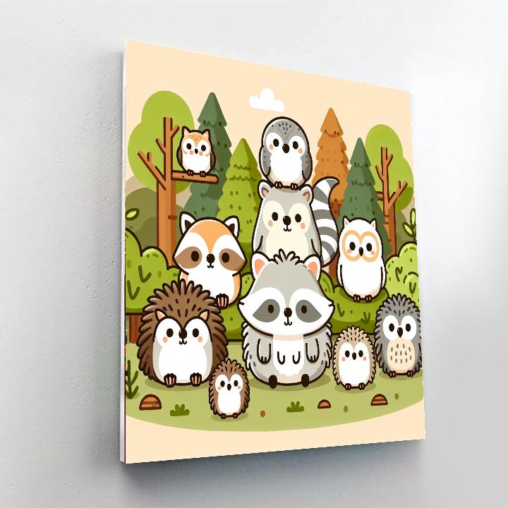 Fluffy Forest Friends Numbered Painting Kits
