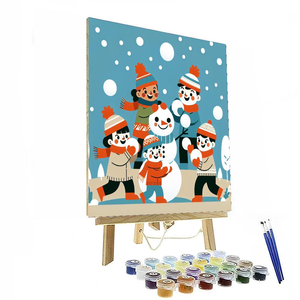 Winter Wonderland Snowball Fight DIY Paint By Numbers