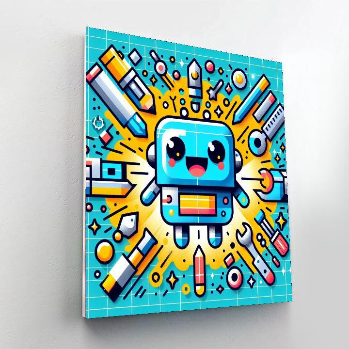 Excited Little Robot DIY Paint By Numbers