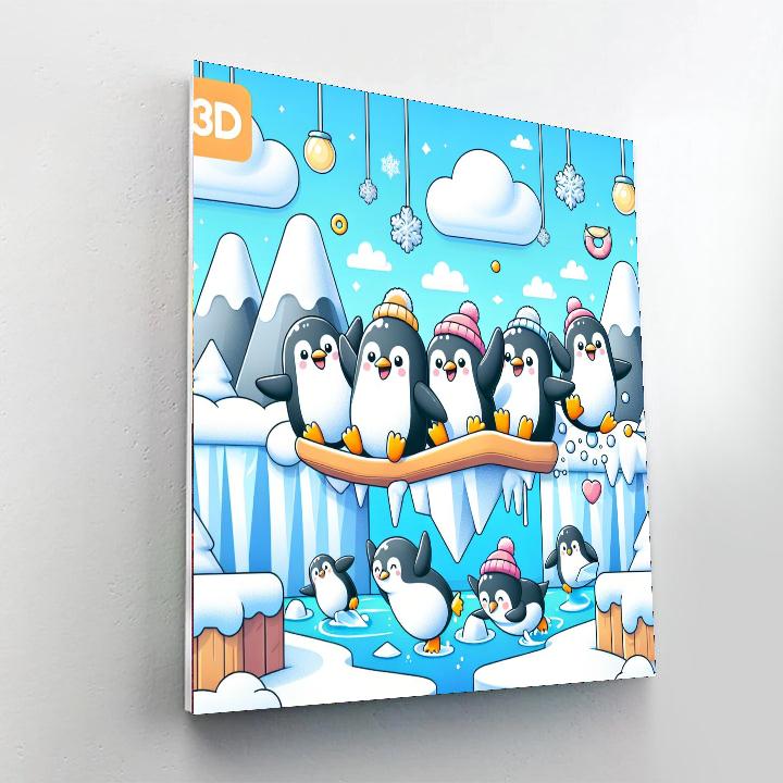 Artic Penguins At Play Paint By Numbers