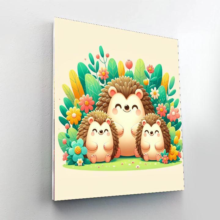 Cheerful Hedgehog Family Painting By Numbers Kit