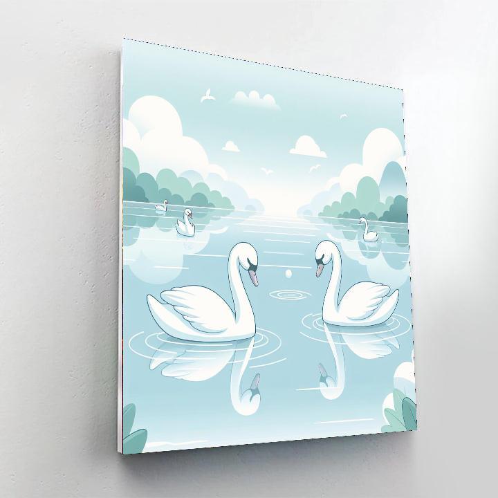 Serene Swan Symphony Number Painting
