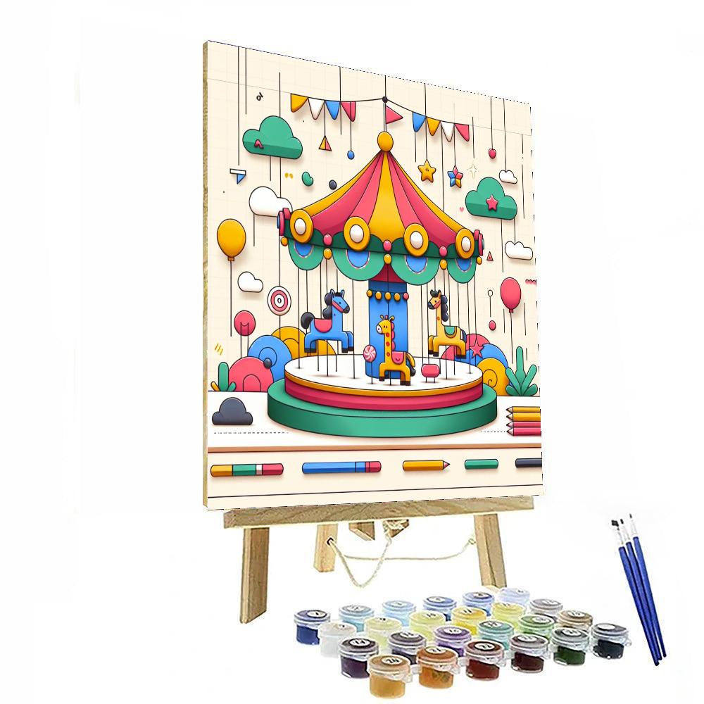 Cheerful Carousel Capers Paint By Numbers Art