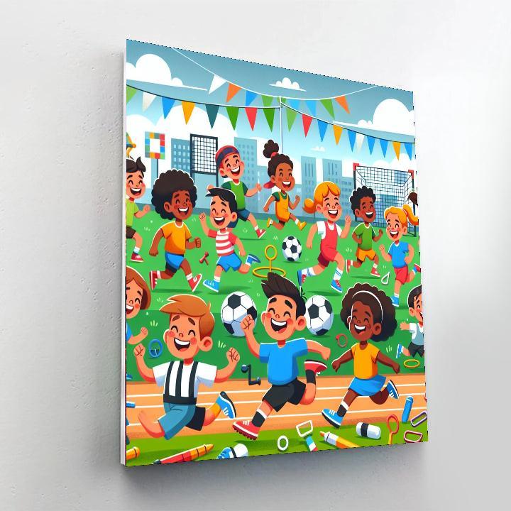 Energetic Sports Day Number Painting