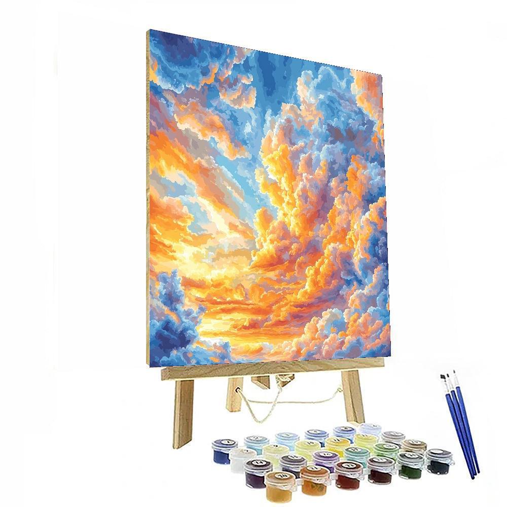 Georges Seurat Inspired Whirling Clouds  Number Painting