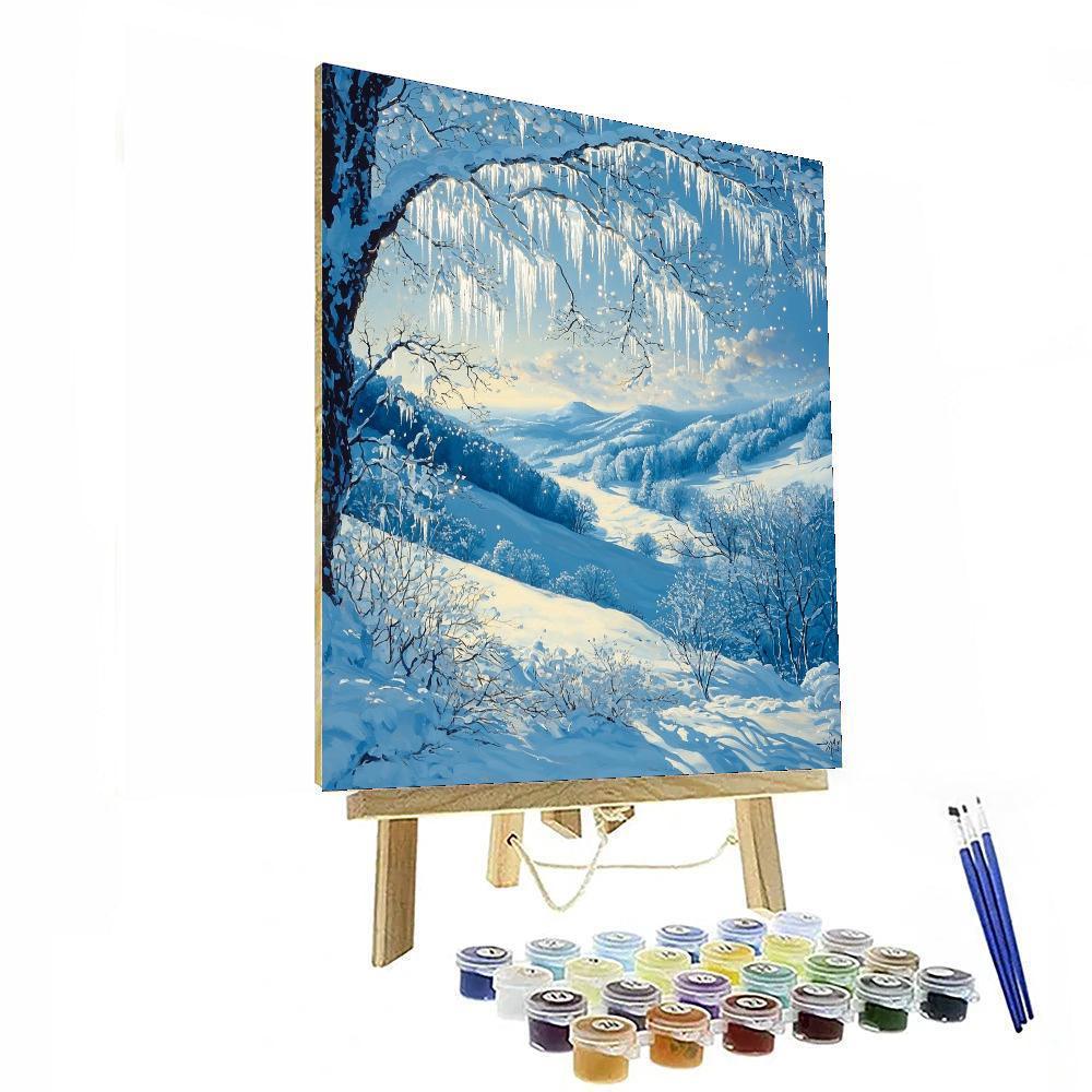 Caspar David Friedrich Inspired Glistening Snow  Paint By Color