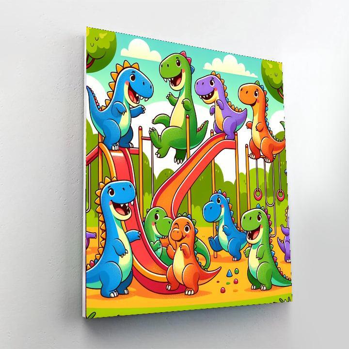 Joyful Dino Playground Paint By Numbers Art