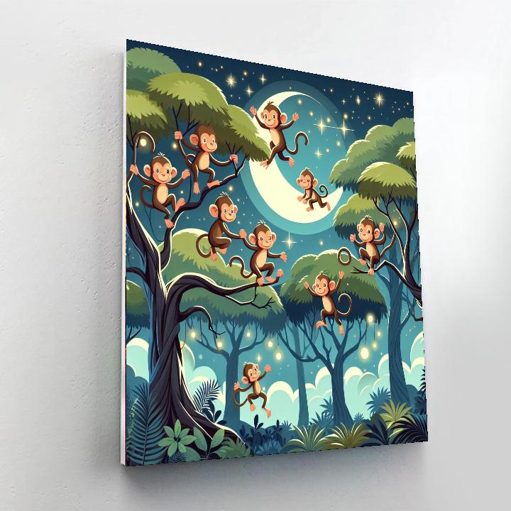 Moonlit Monkey Mischief Painting Number Kit