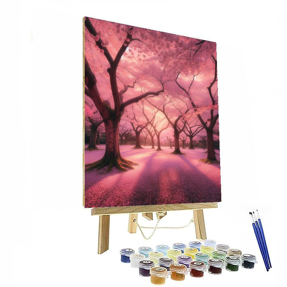 Delicate Cherry Blossom Grove Numbered Painting Kits