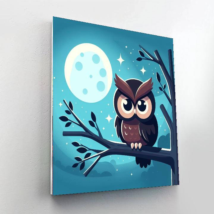 Dreamy Night Owl Number Painting