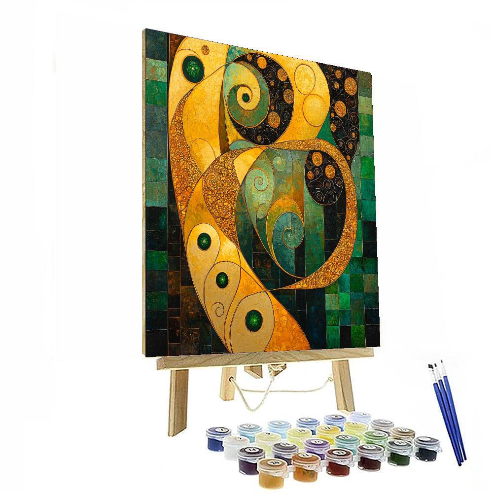 Gustav Klimt Inspired Golden Labyrinth  Paint By Numbers Art