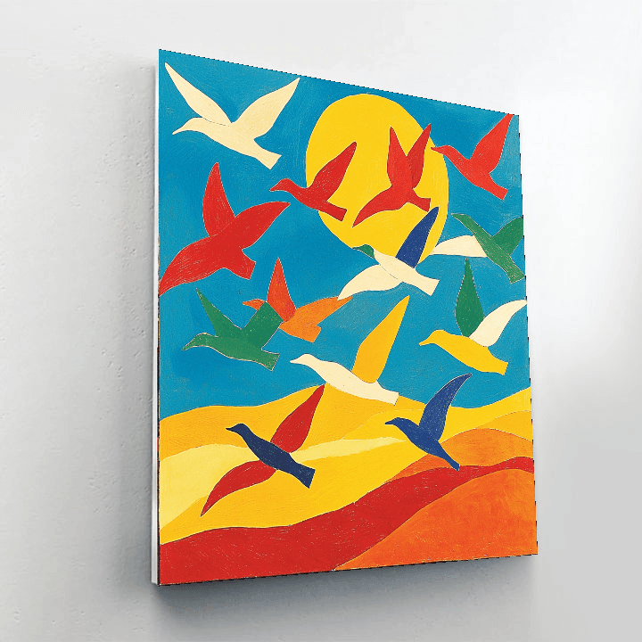 Henri Matisse Inspired Colorful Serenade Of Birds In Flight  Paint By Numbers