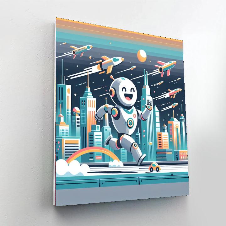 Robot's Futuristic Adventure Paint By Numbers Kits