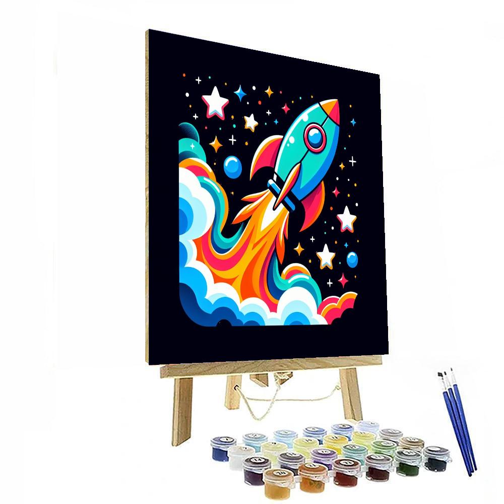Rocketing Into Space Painting Number Kit