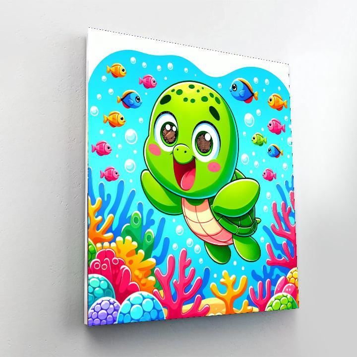 Excited Baby Turtle DIY Paint By Numbers