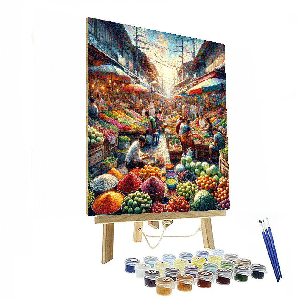 Bustling Market Scene Paint By Numbers Art