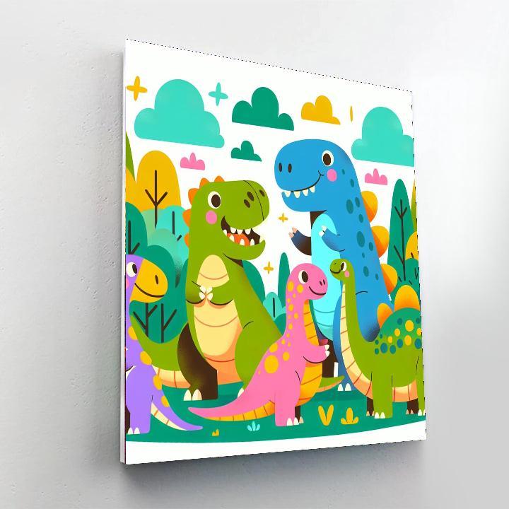 Giggling Dinosaurs DIY Paint By Numbers