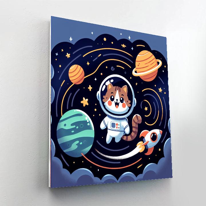 Galactic Voyage Of Astro Cat Paint By Numbers Kits