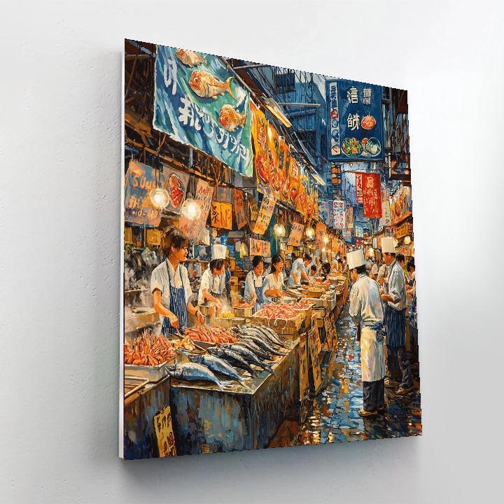 Tsukiji Outer Market In Tokyo Painting Number Kit