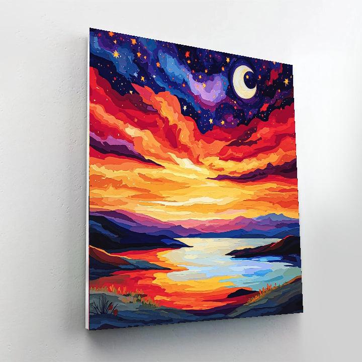 Paul Cézanne Inspired Celestial Sunset Harmony  Paint By Numbers Art