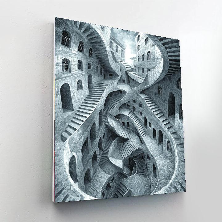 M.C. Escher Inspired Time Traveler's Paradox  Painting By Numbers Kit