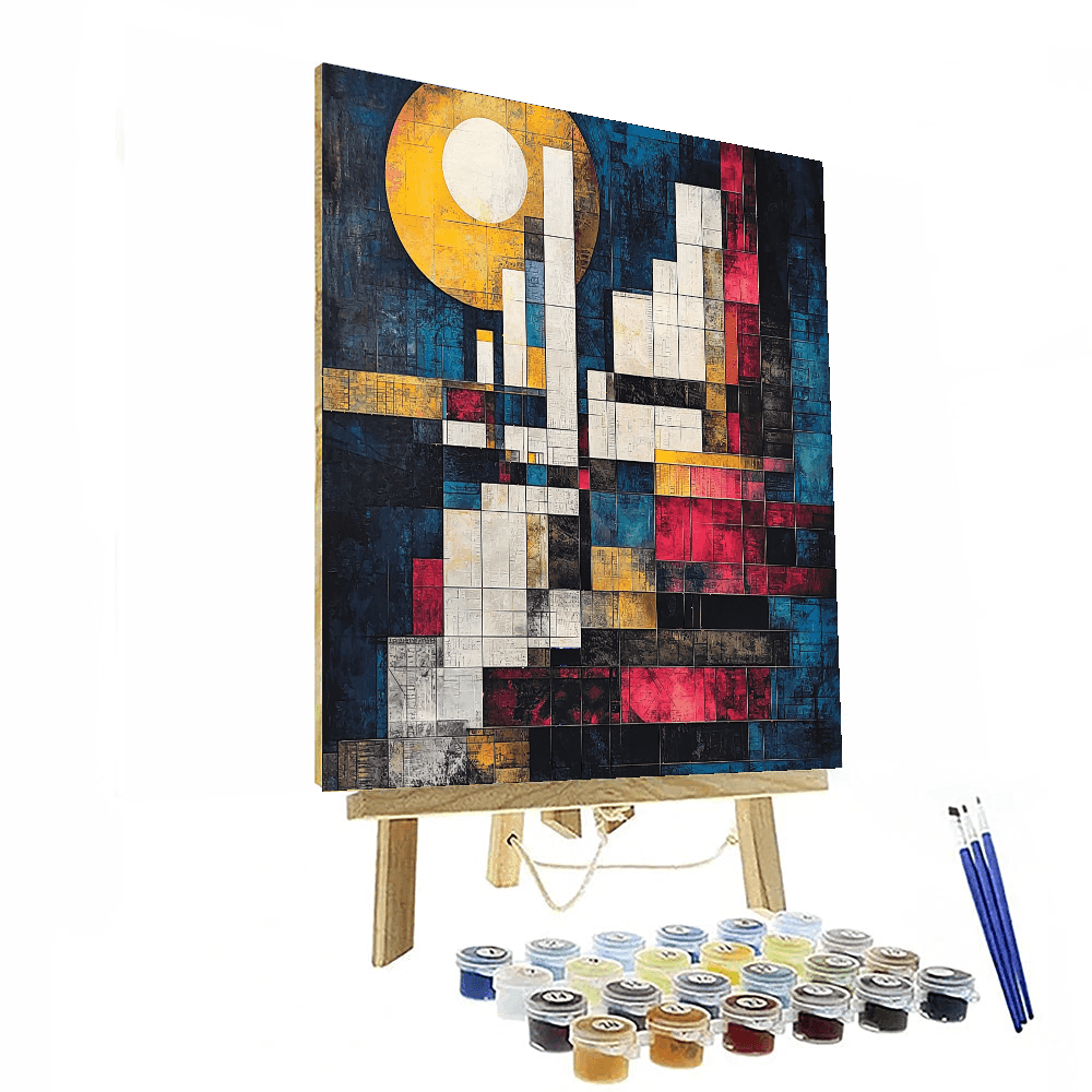 Piet Mondrian Inspired Geometric Cityscape  Paint By Color