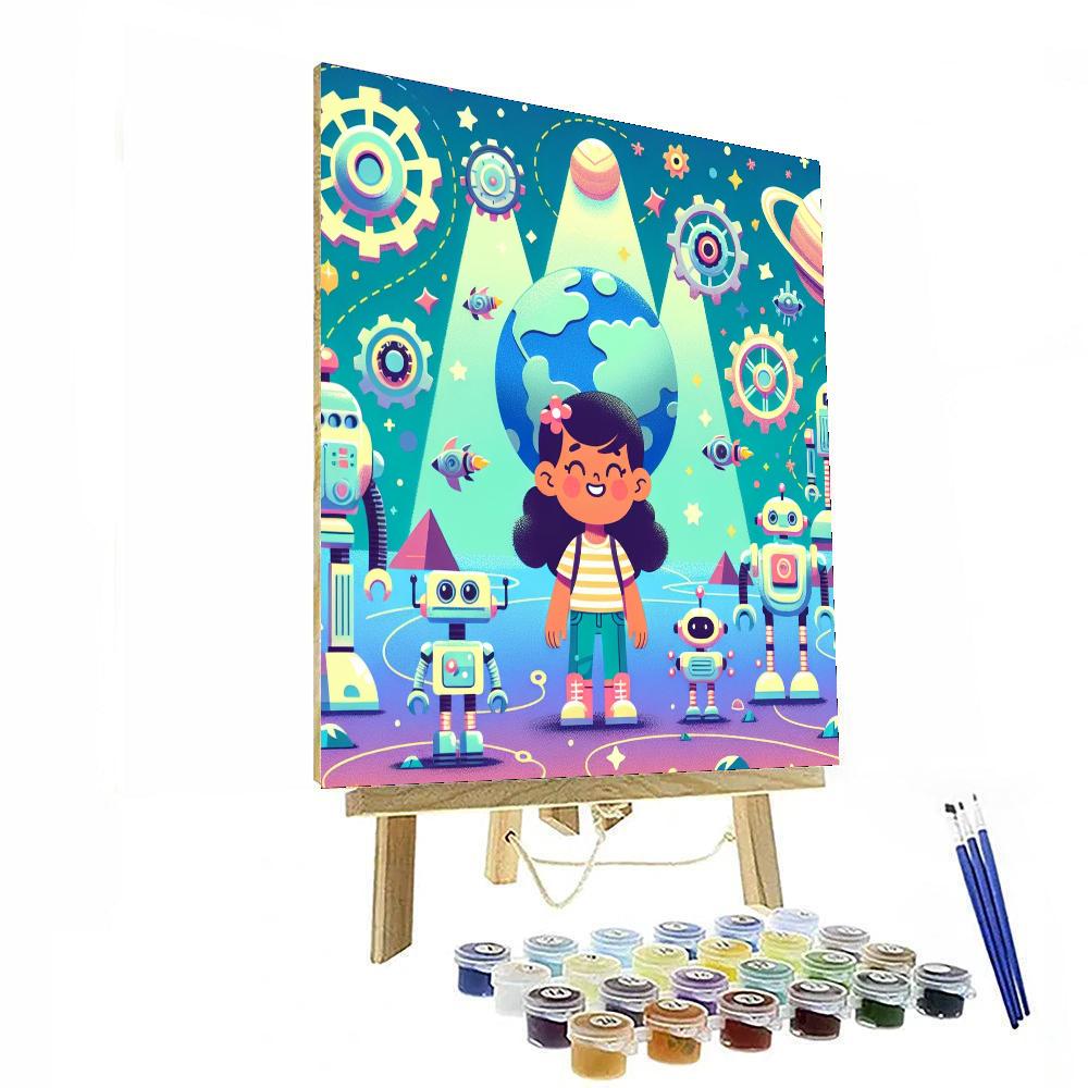 Robot Planet Adventure Painting Number Kit