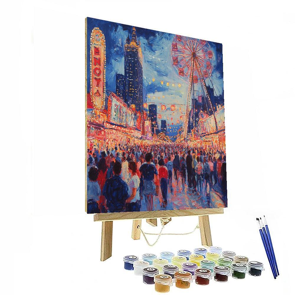 Edvard Munch Inspired Energetic Cityscape Carnival  Paint By Number