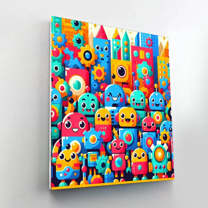 Happy Robots Paint By Numbers Art