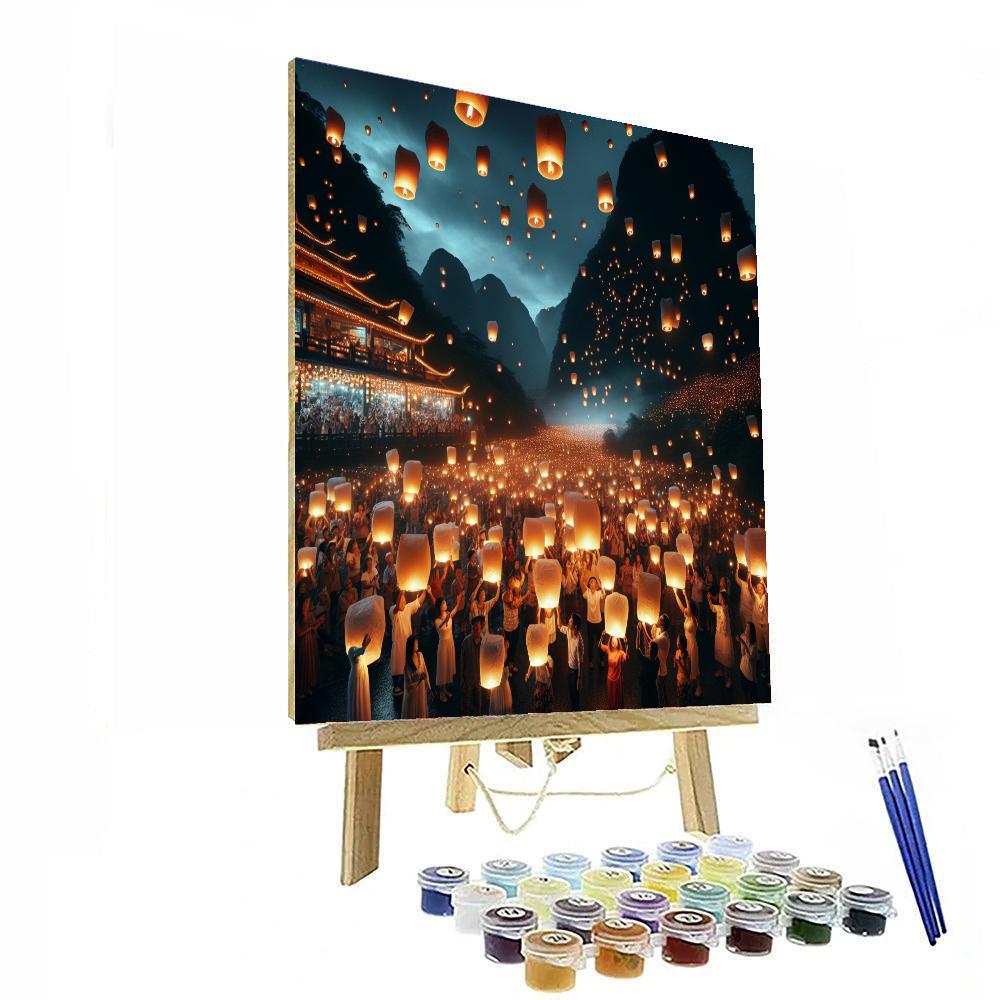 Pingxi Lantern Festival - Taipei, Taiwan Paint By Numbers Kits