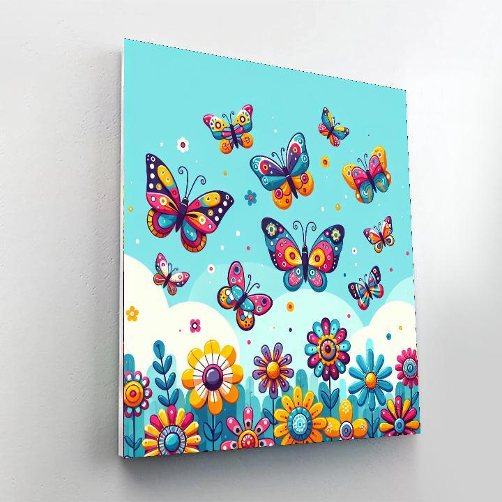Rainbow Butterflies Number Painting
