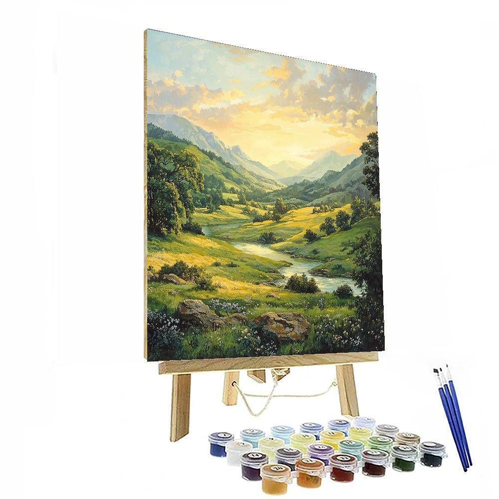 Caspar David Friedrich Inspired Tranquil Valley  Paint By Numbers