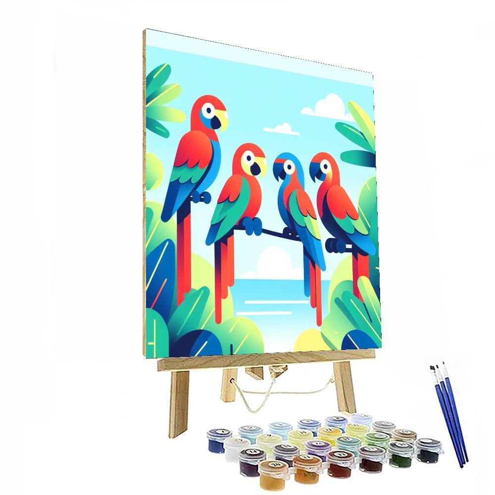 Peaceful Parrot Paradise Number Painting