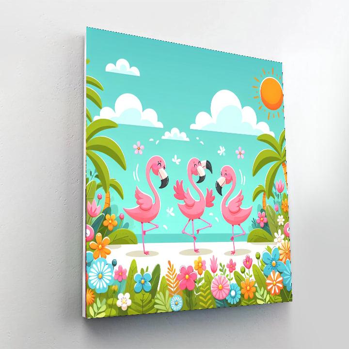 Frolicking Flamingo Fiesta Numbered Painting Kits