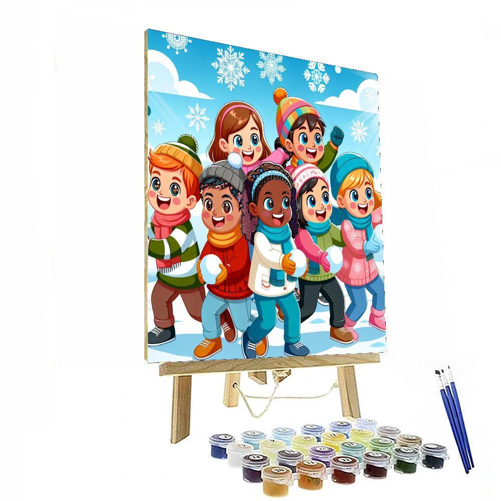 Silly Snowball Fight Paint By Numbers Kits
