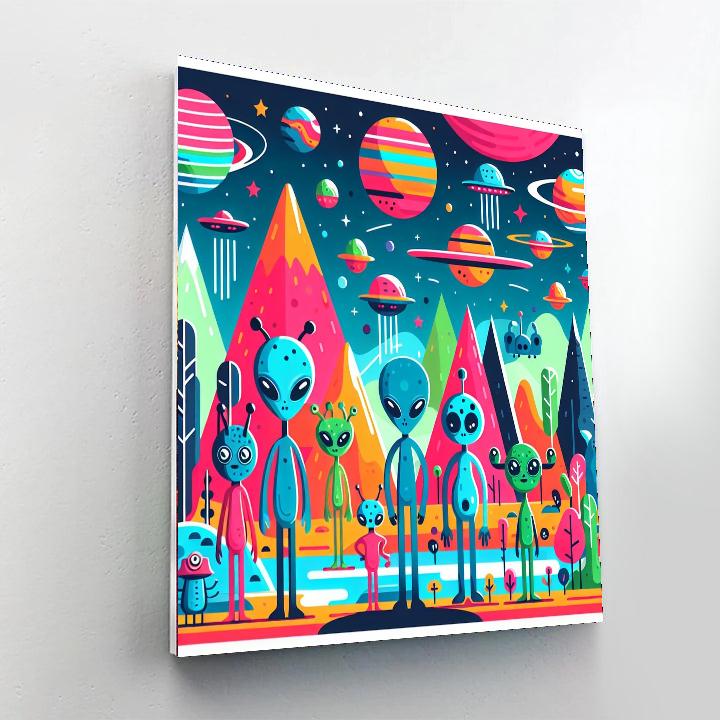 Funny Alien Planet Exploration Painting Number Kit