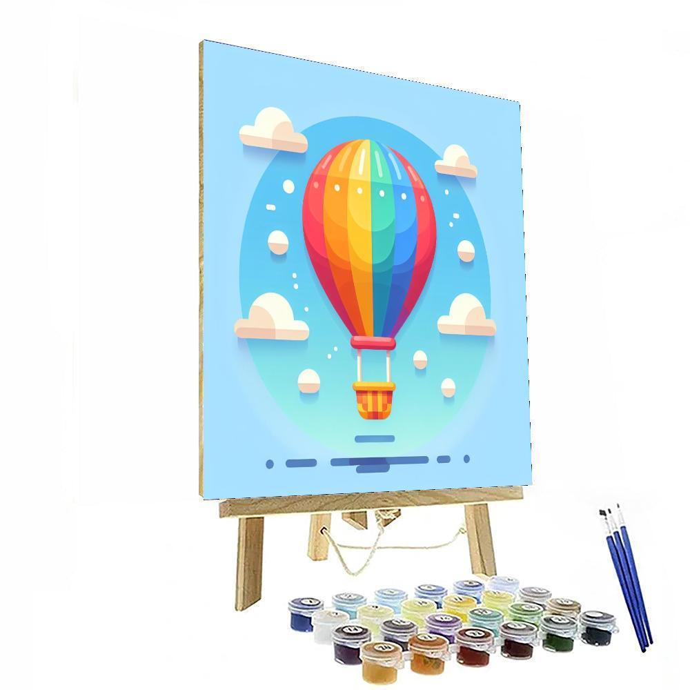Rainbow Hot Air Balloon Adventure Paint By Numbers