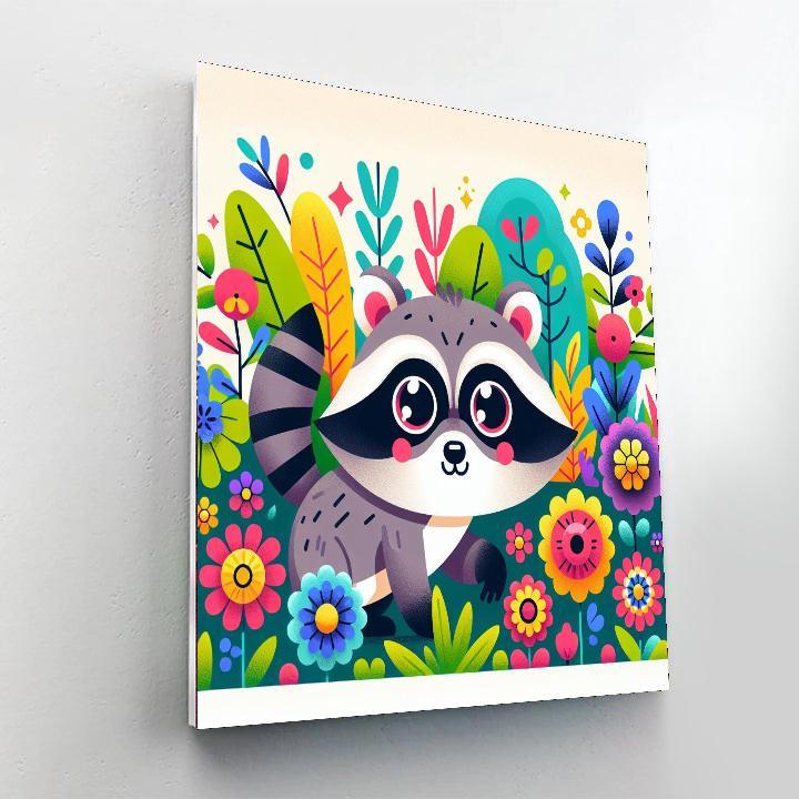 Charming Raccoon Numbered Painting Kits