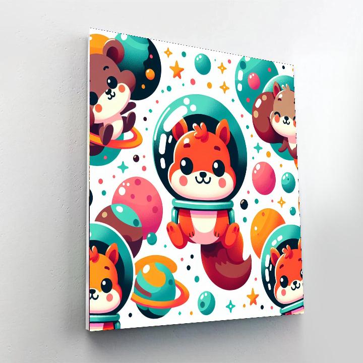 Space Safari Squirrels Numbered Painting Kits
