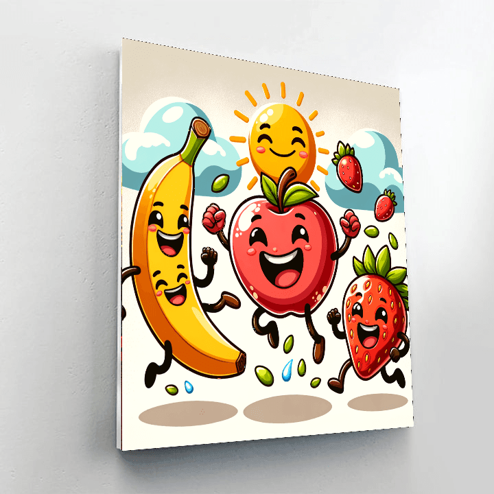 Funny Fruit Family Number Painting
