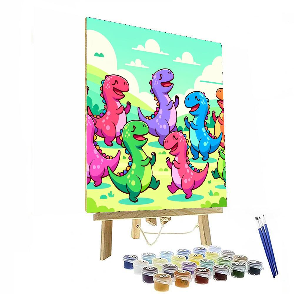 Funky Dinosaur Dance Party DIY Paint By Numbers